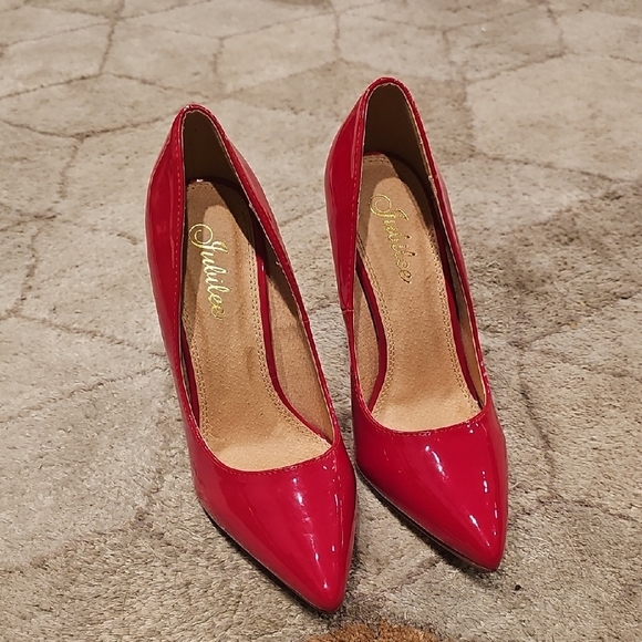 Red Patent Leather Stiletto Heels - Picture 1 of 4